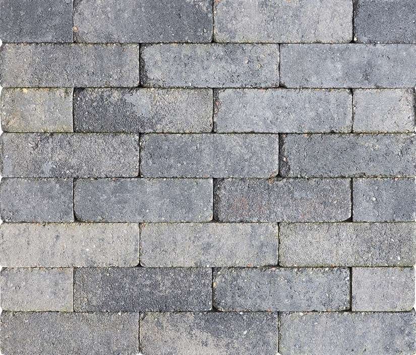Restpartij getrommelde dikformaat klinkers Grijs/zwart 8 cm, Niet ingevuld, Nieuw, Ophalen of Verzenden, 10 m² of meer