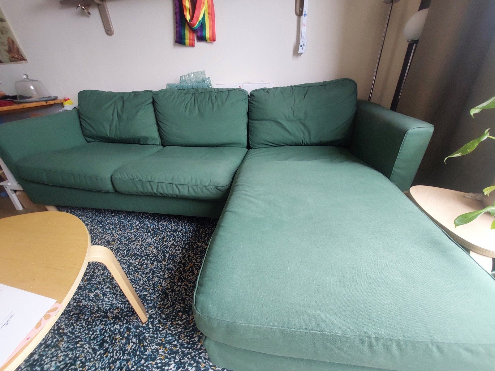 Groene 3-zitsbank met chaise longue | Ikea Pärup, Ophalen, Gebruikt, 125 tot 150 cm, Driepersoons