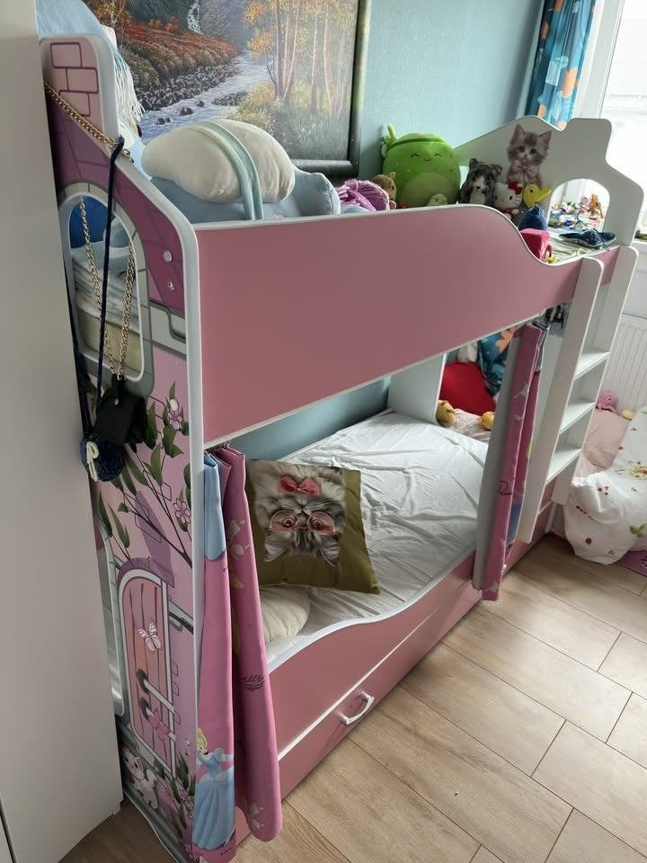 kinder stapelbed roze 180x80 cm huisbed inclusief matrassen, Ophalen, Tweepersoons, Minder dan 160 cm, 190 cm of minder