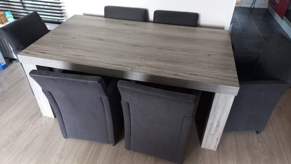 Eettafel  met 6 stoelen 100€, Huis en Inrichting, Tafels | Eettafels, Ophalen, Gebruikt, 100 tot 150 cm, Vijf personen of meer