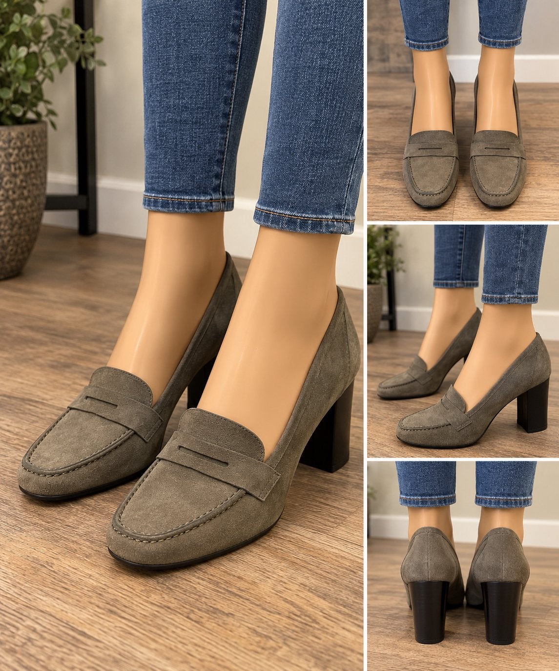 Loriblu italiaanse suède loafers met hak – maat 39, Ophalen of Verzenden, Zo goed als nieuw, Instappers, Beige