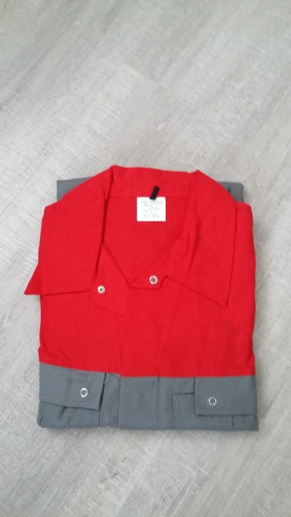 Overall GRIJS/ROOD 100% katoen MAAT 48 OP = OP, Tuin en Terras, Werkkleding, Ophalen of Verzenden, Nieuw, Heren, Overall