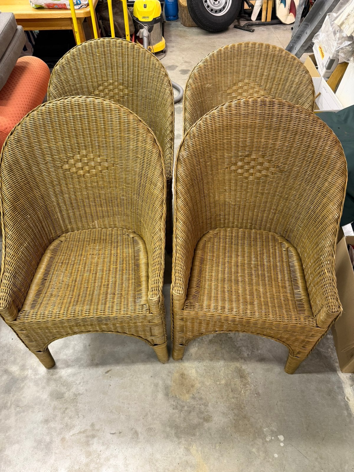 Tuinstoel riet 4 stuks, Tuin en Terras, Tuinstoelen, Ophalen, Zo goed als nieuw, Rotan