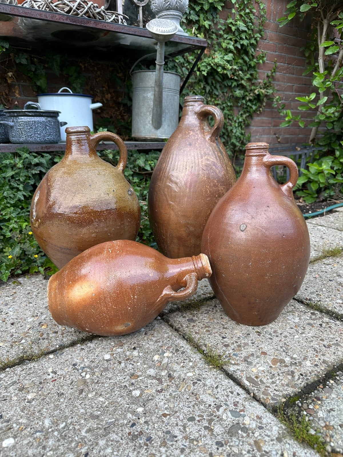 Set van 4 antieke aardewerk kruiken, Antiek en Kunst, Ophalen