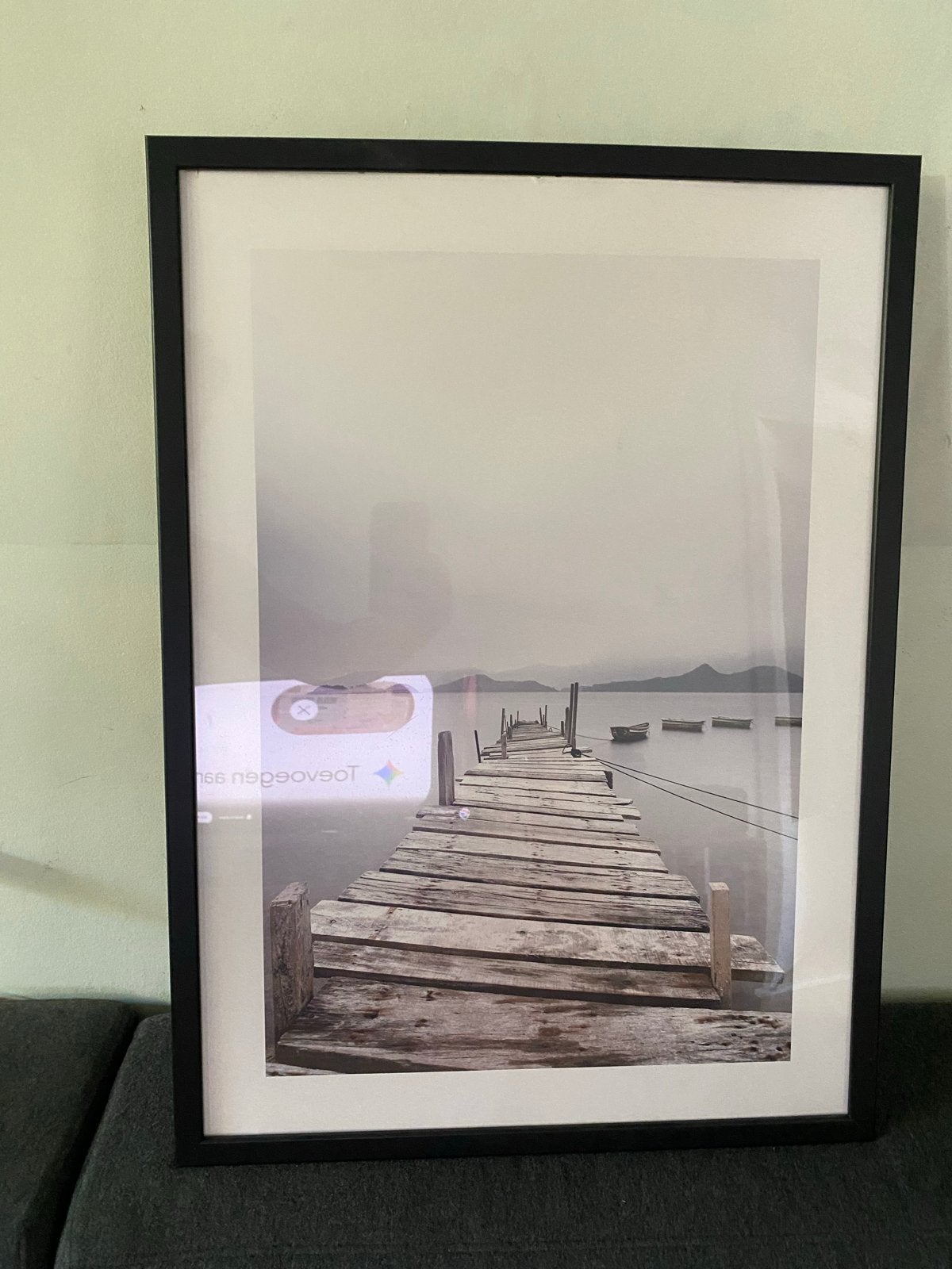 Ingelijste print van steiger aan het water, Ophalen, 50 – 75, 50 tot 75 cm, Print
