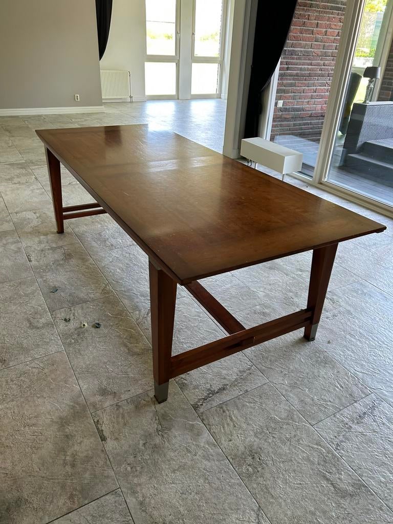 Massief houten eettafel (groot!), 200 cm of meer, Zo goed als nieuw, 75 cm of meer, Rechthoekig