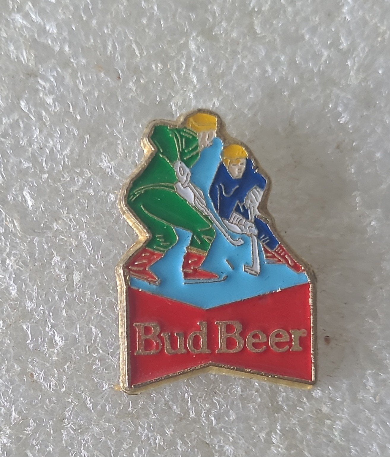 Vintage Bud Beer ijshockey pin, Verzenden, Gebruikt, Sport, Speldje of Pin