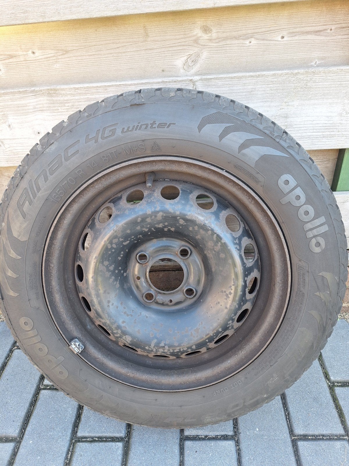 Winterbanden op stalen velg, Ophalen, 14 inch, Gebruikt, Banden en Velgen