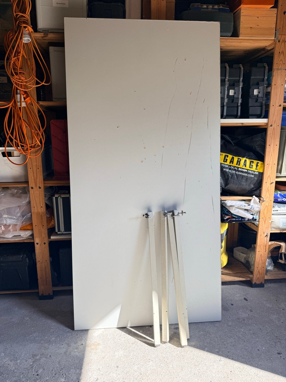 Grote kantinetafel 90x180 cm met verstelbare poten., Gebruikt, 50 tot 100 cm, Vijf personen of meer, 150 tot 200 cm