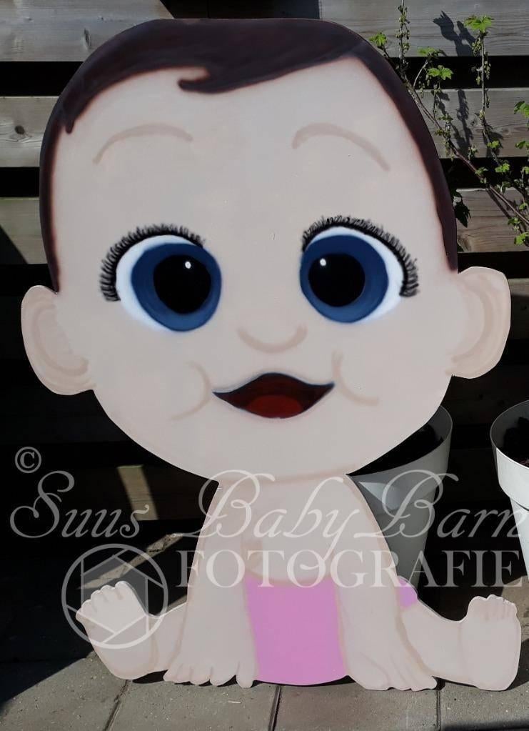 Geboortebord Vrolijke Baby Meisje., Ophalen of Verzenden, Geboortebord