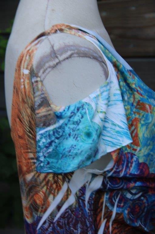 Jurk blauw/ groen/ oranje Eroke mt 46IT (EU40) cold Vaste pr, Maat 38/40 (M), Blauw, Ophalen of Verzenden, Zo goed als nieuw