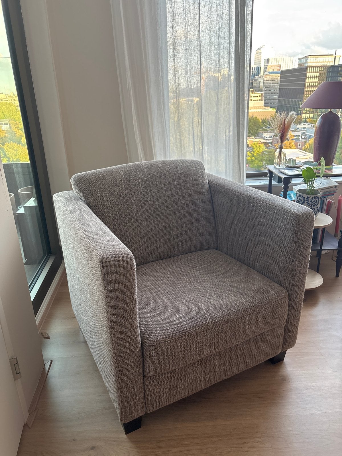 Comfortabele fauteuil (optioneel x2) - Zo goed als nieuw, Huis en Inrichting, Ophalen of Verzenden, Zo goed als nieuw, Stof, 75 tot 100 cm