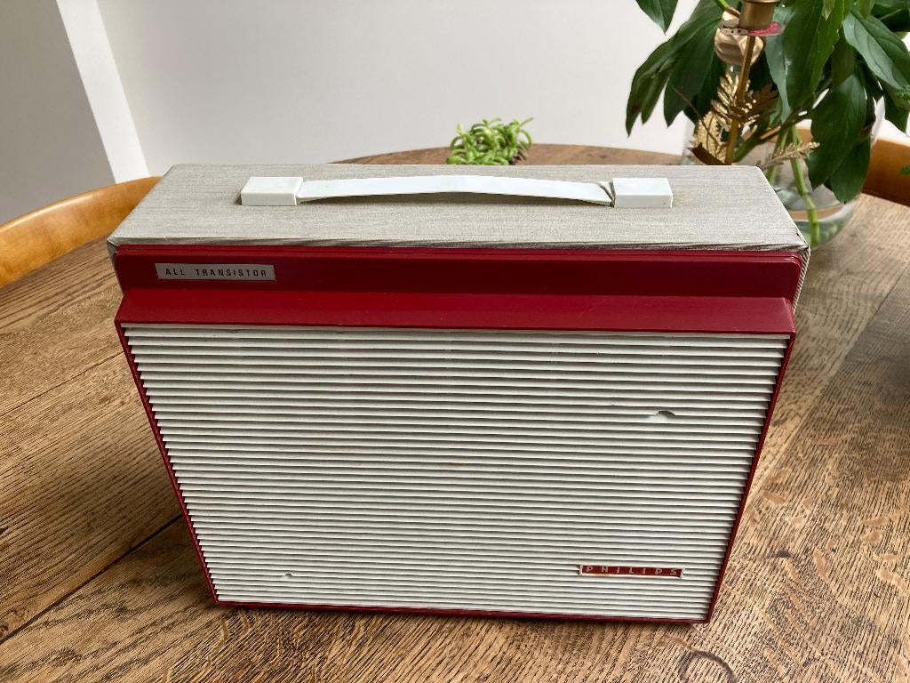 Draagbare vintage werkende grammofoon, Ophalen, Gebruikt, Platenspeler, Philips