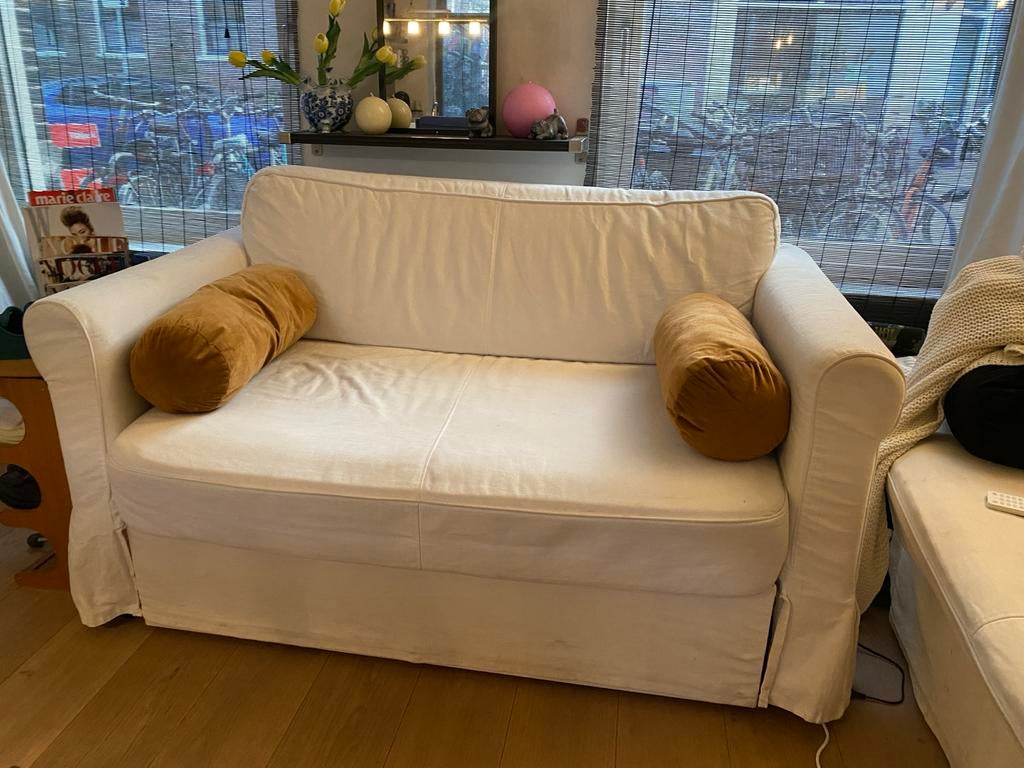 Ikea Hagalund slaapbank sofa bed  2-zits, Ophalen, Gebruikt, Wit, Tweepersoons