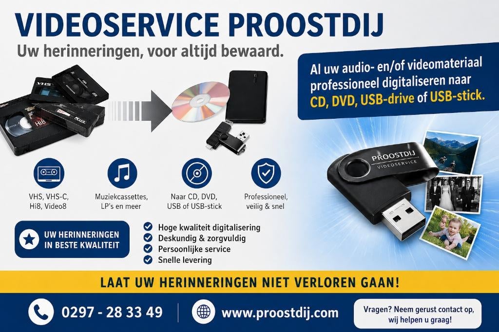 Video en audio vakkundig laten digitaliseren., Diensten en Vakmensen, Film- en Videobewerking