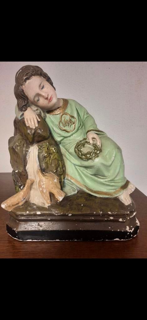 Vintage gipsen beeld slapend kind Jezus, Ophalen