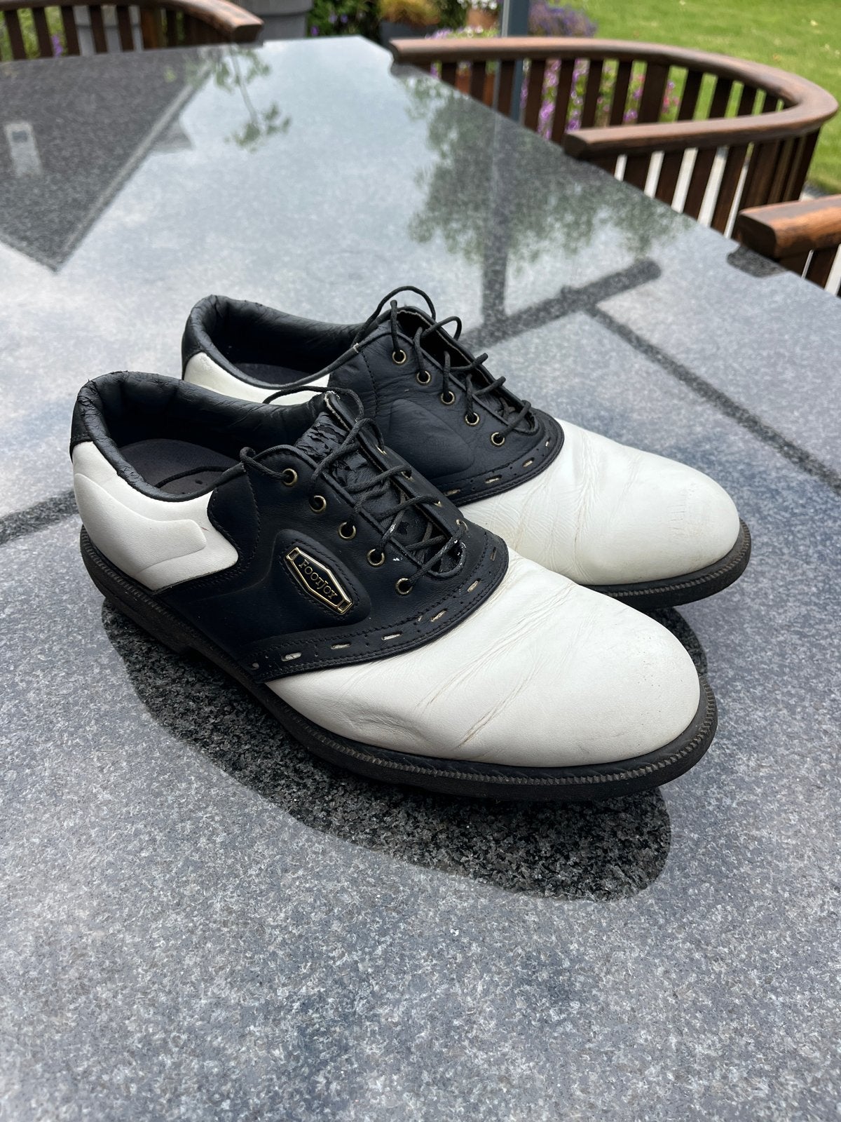 Maat 44,5 (11) Golfschoenen - Footjoy, Zwart/Wit, Sport en Fitness, Golf, Gebruikt, Schoenen, Overige merken, Ophalen