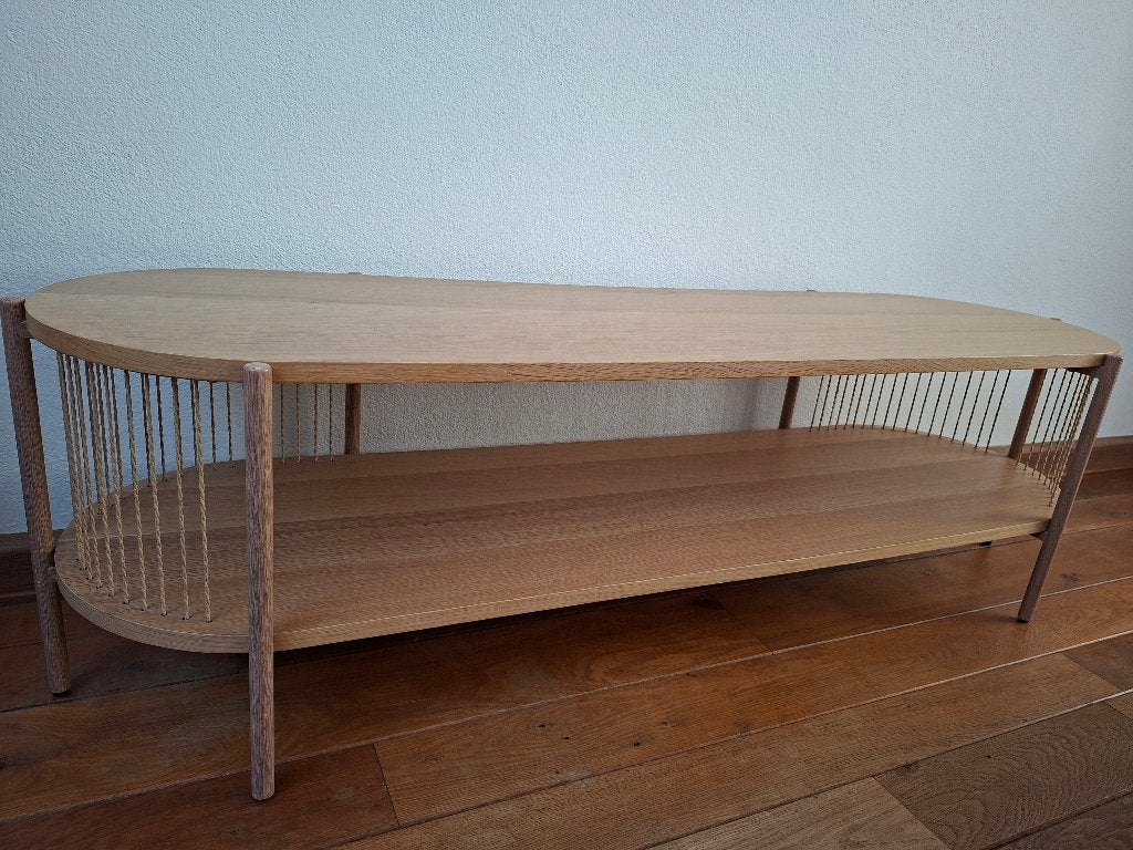 Sidetable - eikenfineer, Ophalen, 100 tot 150 cm, Eikenhout, Zo goed als nieuw
