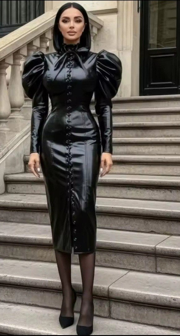 Prachtige glans jurk, tm 6XL, Verzenden, Zwart, Nieuw, Maat 34 (XS) of kleiner