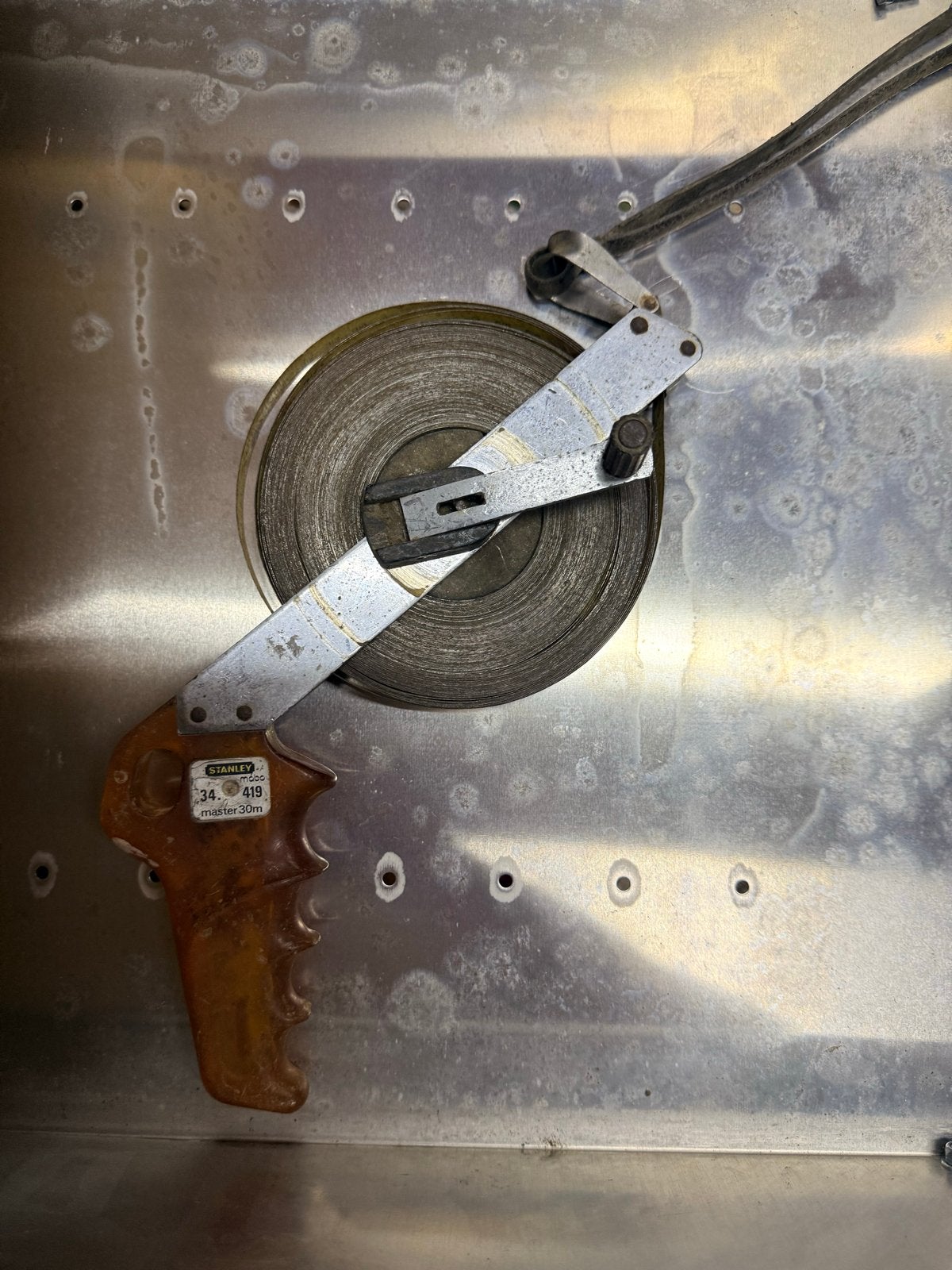 Stanley Master II Mabolon Landmeter 30m - Amber Handvat, Ophalen of Verzenden, Gebruikt, Rolmaat/meetlint, Stanley