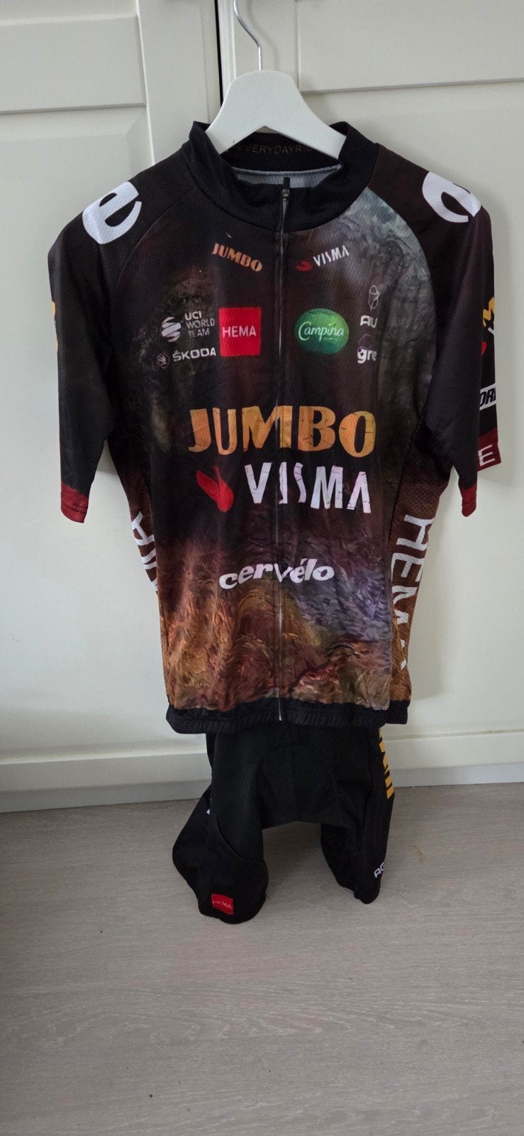 Jumbo Visma Wieleroutfit - Shirt en Broek - Maat XL, Zo goed als nieuw, Jumbo Visma, XL, Heren