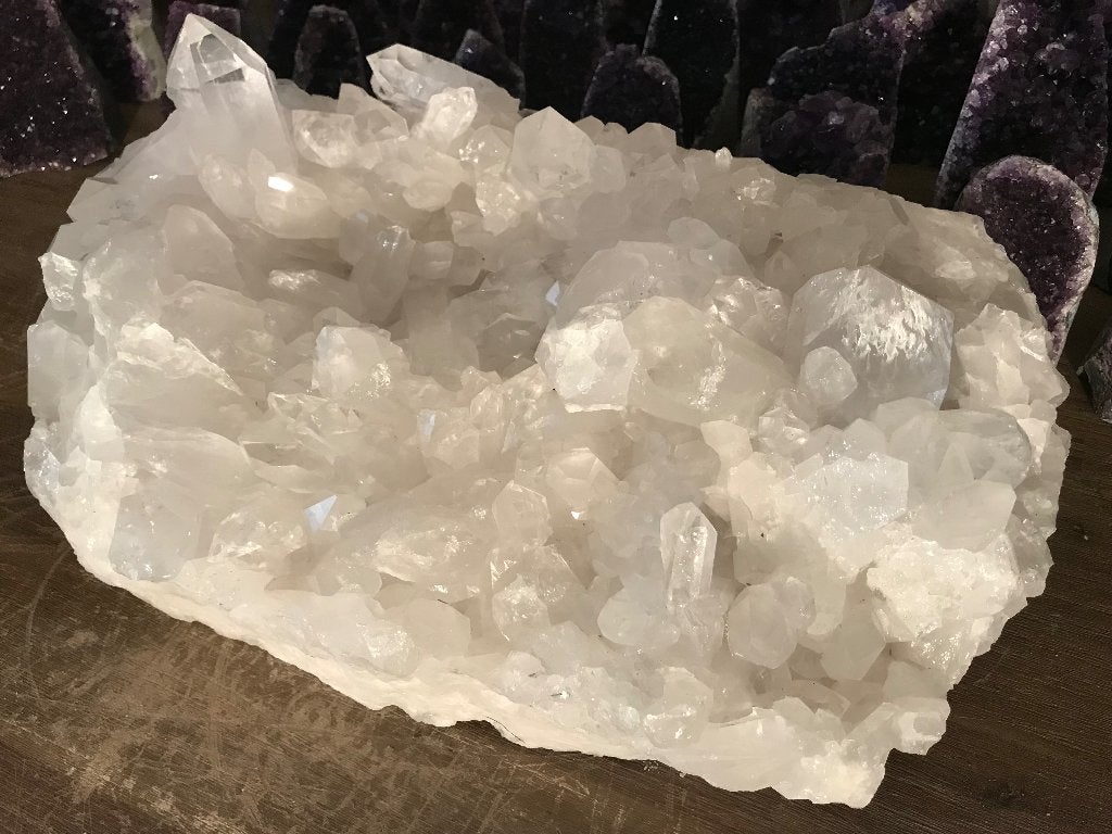 Prachtig groot Bergkristal cluster (36) grote heldere punten, Ophalen of Verzenden, Mineraal