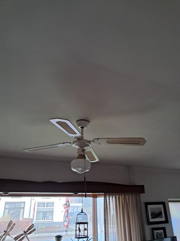 Plafon Lamp/ventilator, Ophalen of Verzenden, Gebruikt, Hout, Beige