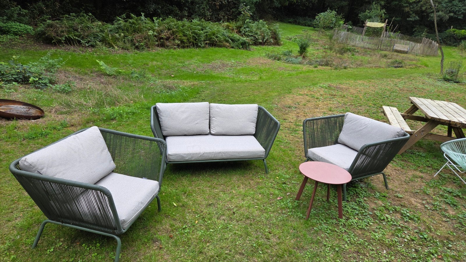 Moderne Tuinset met Wasbare Kussens - Wegens Verhuizing, Ophalen, 4 zitplaatsen, Zo goed als nieuw, Loungeset