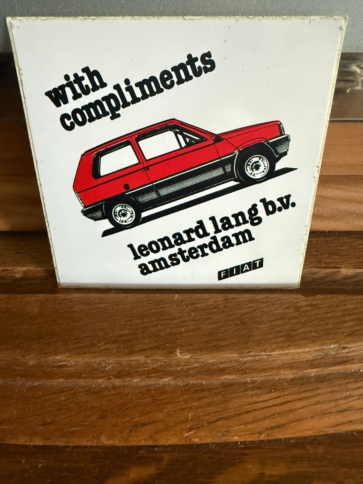 Vintage Fiat Panda Sticker - Leonard Lang Amsterdam, Verzamelen, Ophalen of Verzenden, Zo goed als nieuw, Auto of Motor