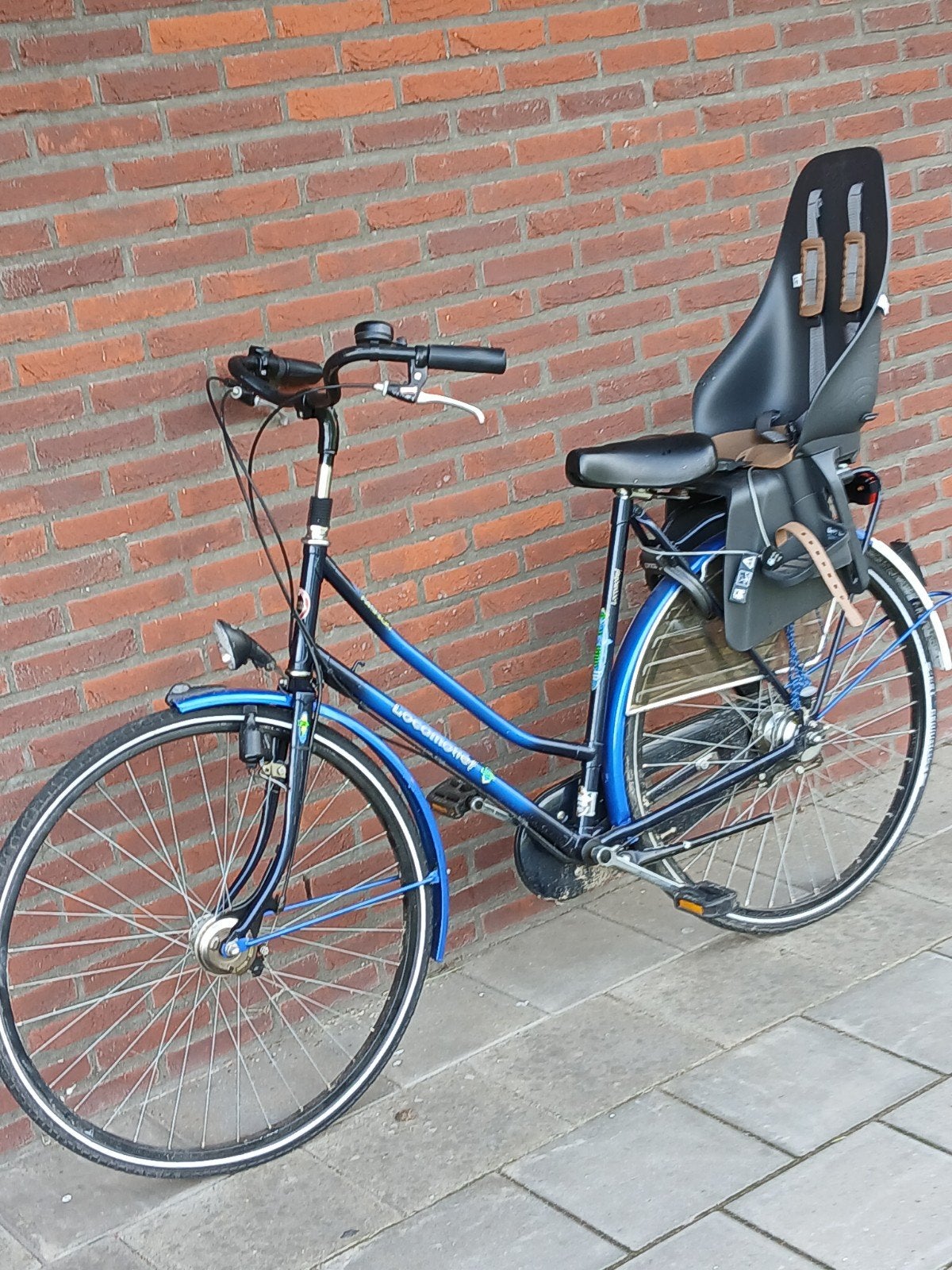 Locomotief damesfiets met kinderzitje, Overige merken, Versnellingen, Ophalen of Verzenden, Trommelrem