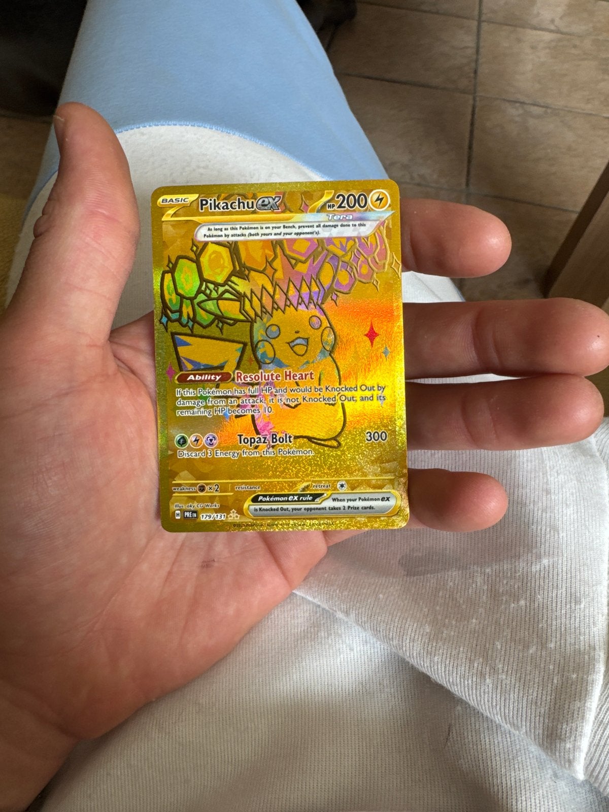 Pikachu EX Gouden Pokémon Kaart - Zo Goed als Nieuw, Ophalen of Verzenden, Zo goed als nieuw, Losse kaart, Foil