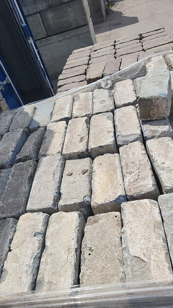 48.4m2 Scorio bricks blauw grijs gebruikt, Ophalen, Gebruikt, Keramiek, Klinkers
