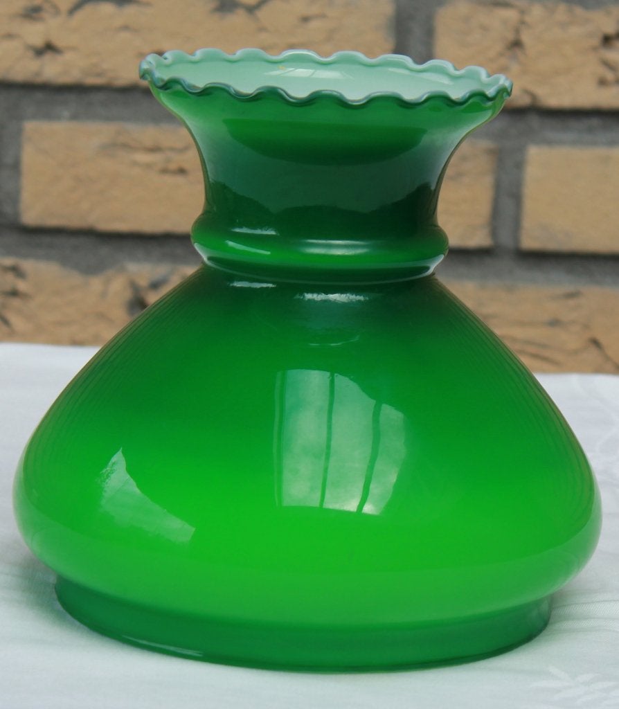 Lampekap rond van groen glas, Huis en Inrichting, Lampen | Lampenkappen, Ophalen, Rond, Zo goed als nieuw, Minder dan 25 cm