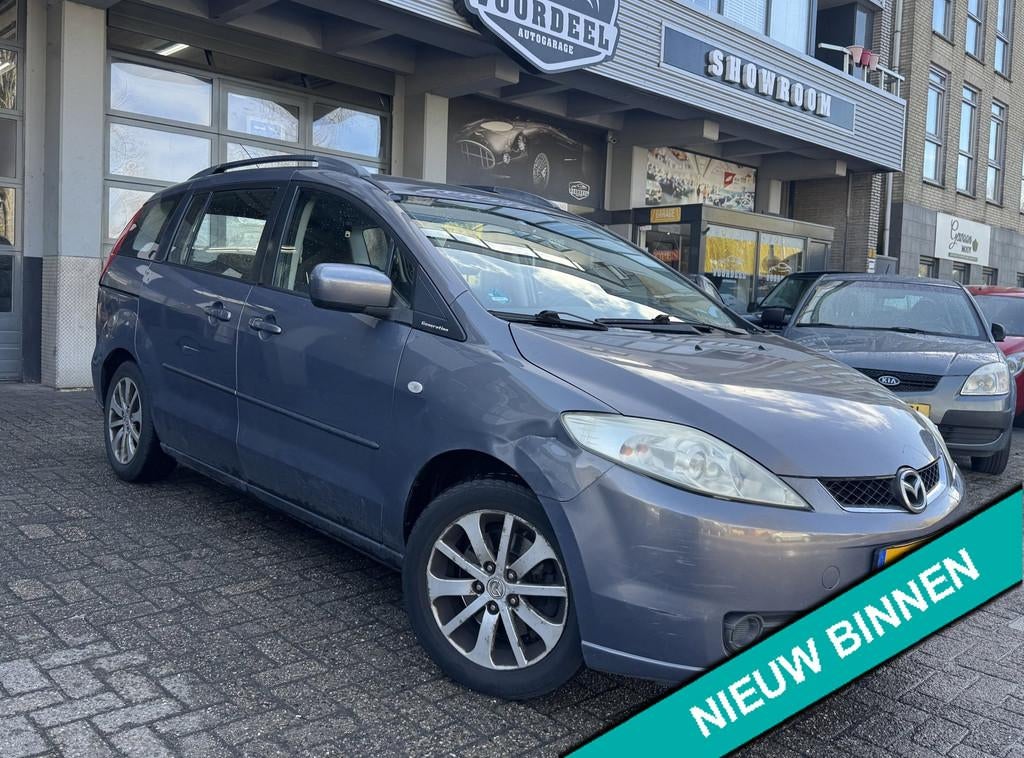 Mazda 5 1.8 Touring | 7 PERS | AIRCO | TREKHAAK | NAP | APK., Auto's, Gebruikt, 1370 kg, 4 cilinders, Multifunctioneel stuurwiel