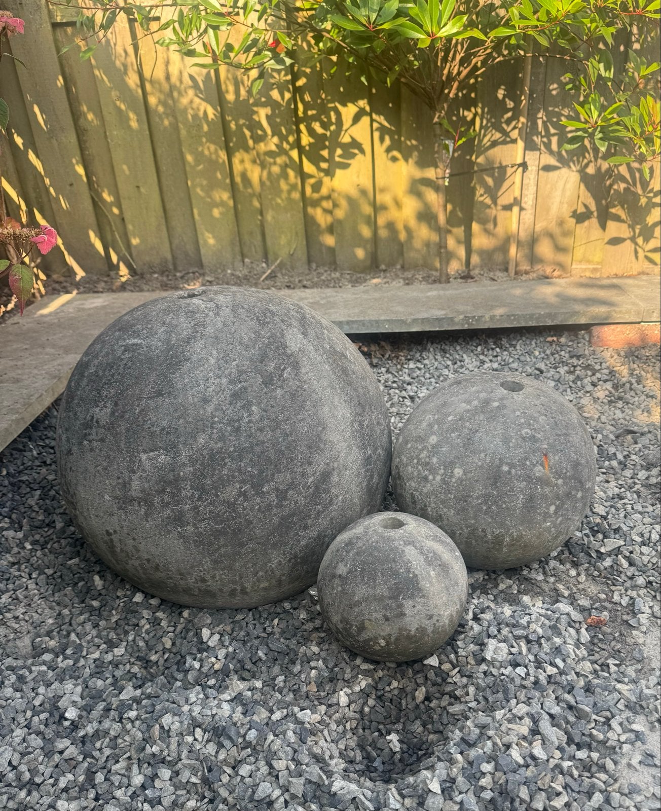 Set van 3 decoratieve stenen bollen voor de tuin, Tuin en Terras, Waterpartijen en Fonteinen, Ophalen, Gebruikt
