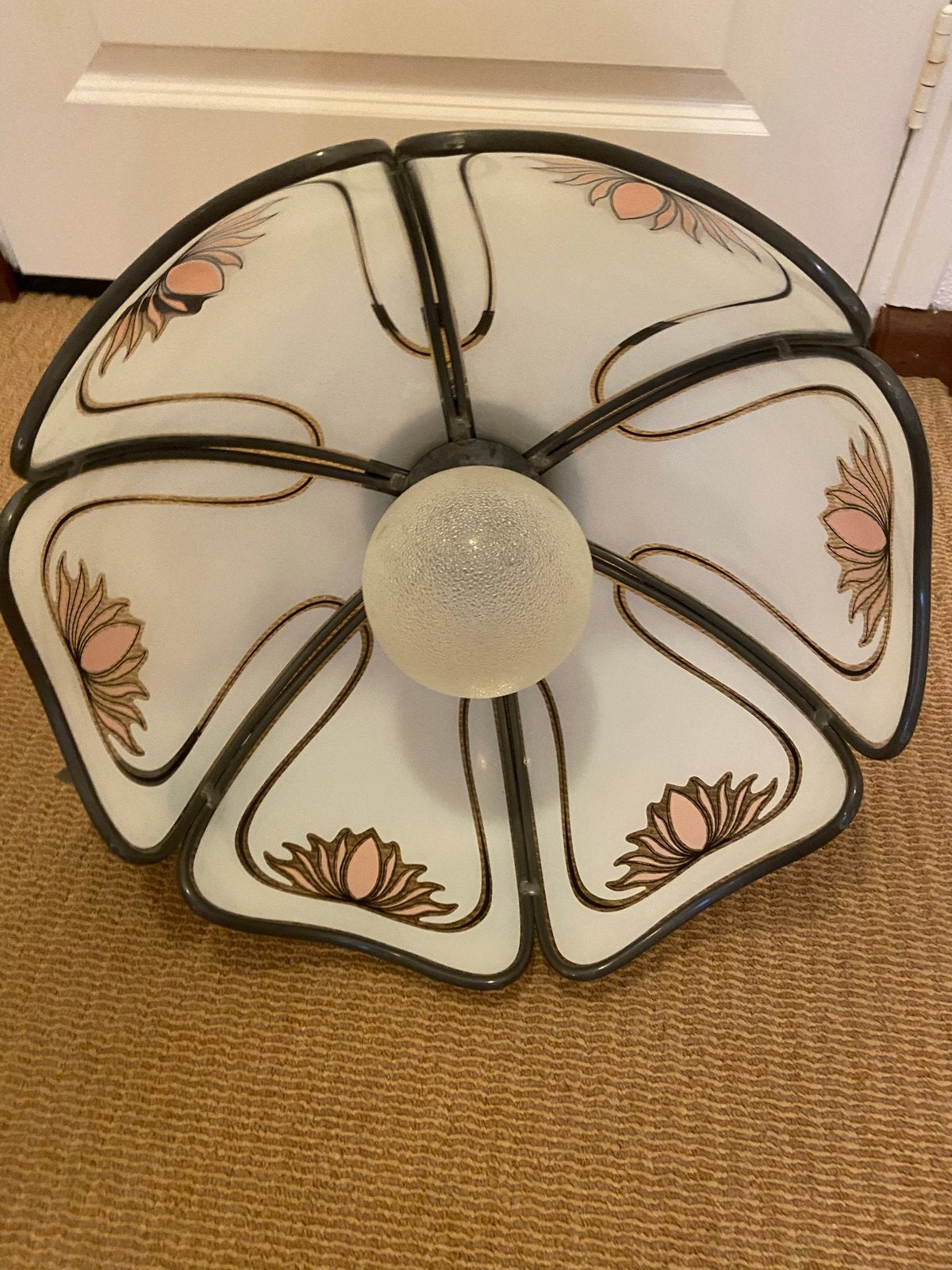 Art Nouveau Plafondlamp / Hanglamp met Bloemmotief, Huis en Inrichting, Ophalen of Verzenden, Gebruikt, Glas