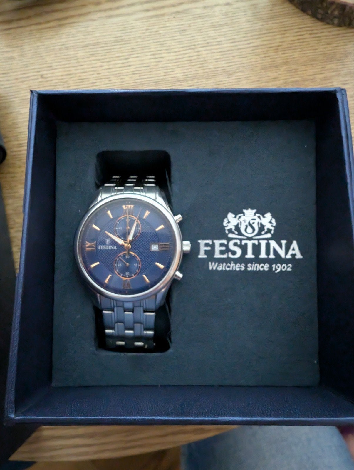 Festina 6854/6 Horloge - 42mm RVS, Blauwe Wijzerplaat, Overige merken, Staal, Gebruikt, Staal
