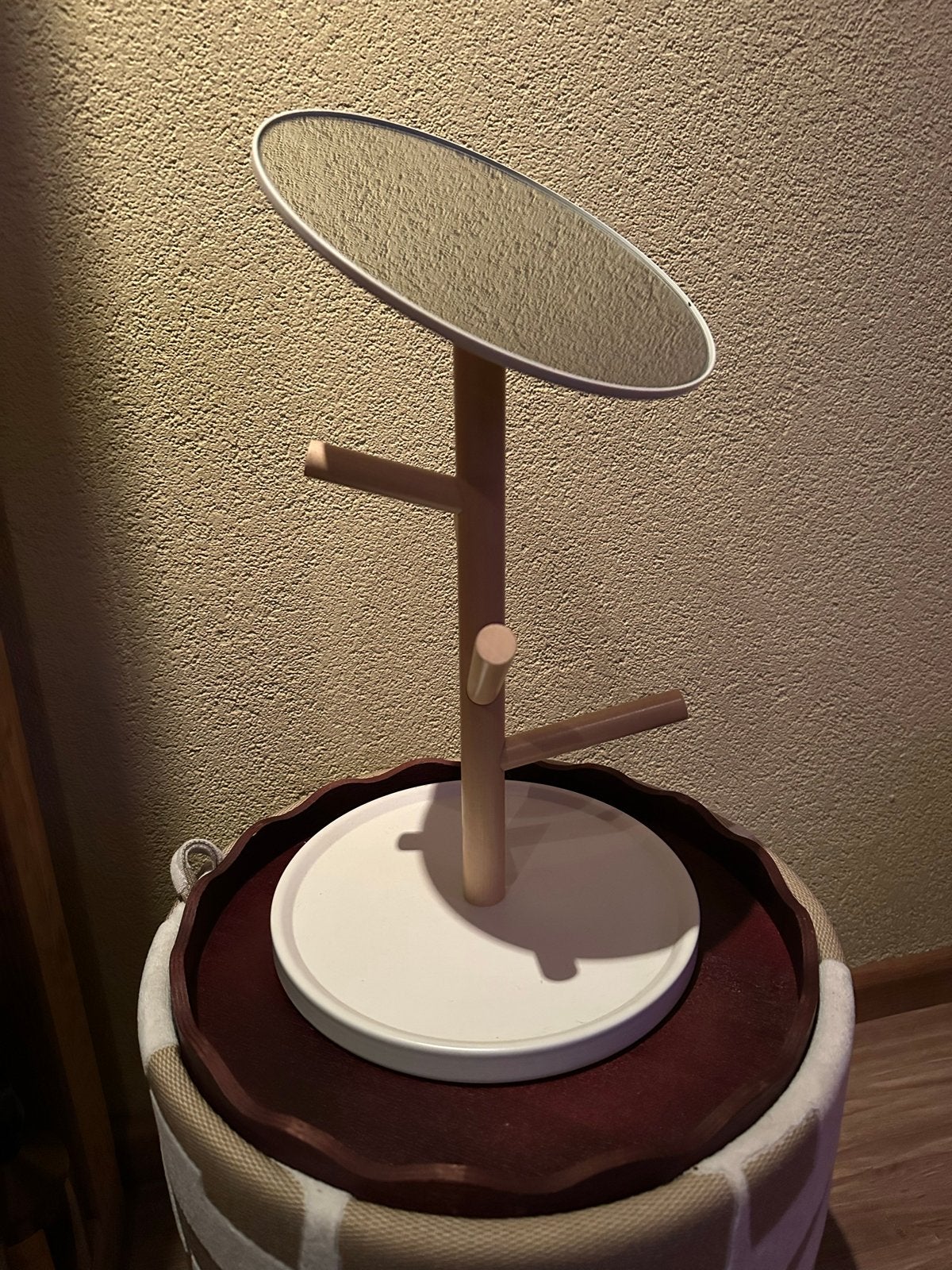 Vintage Ikea PS 2014 make-up spiegel met sieradenhouder, Ophalen, Minder dan 50 cm, Gebruikt, Rond