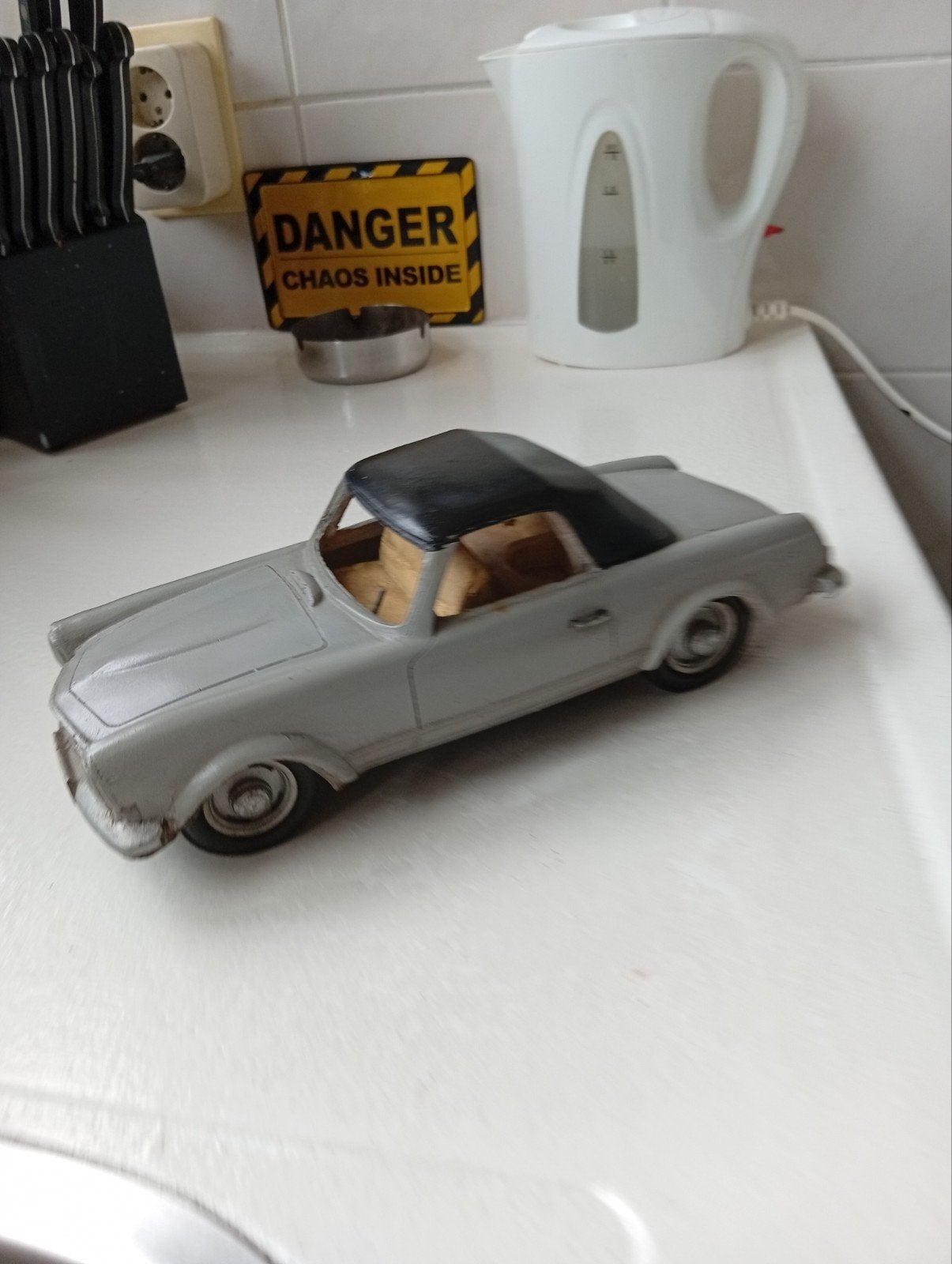 Vintage Speelgoedauto - Grijze Cabriolet, Ophalen, Gebruikt, Auto's