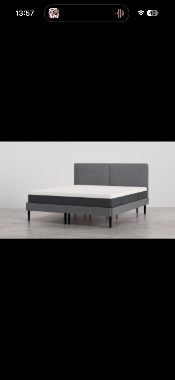 Emma Sleep bed 160 x 200 cm, met stoffen hoofdeinde - Grijs, Huis en Inrichting, Slaapkamer | Bedden, Ophalen, Tweepersoons, Zo goed als nieuw