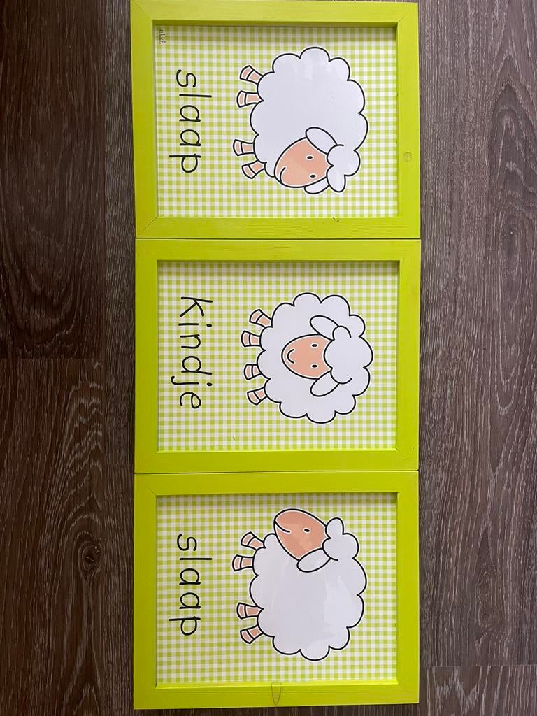 Drieluik slaap kindje slaap schilderijtjes, Kinderen en Baby's, Kinderkamer | Inrichting en Decoratie, Ophalen, Wanddecoratie