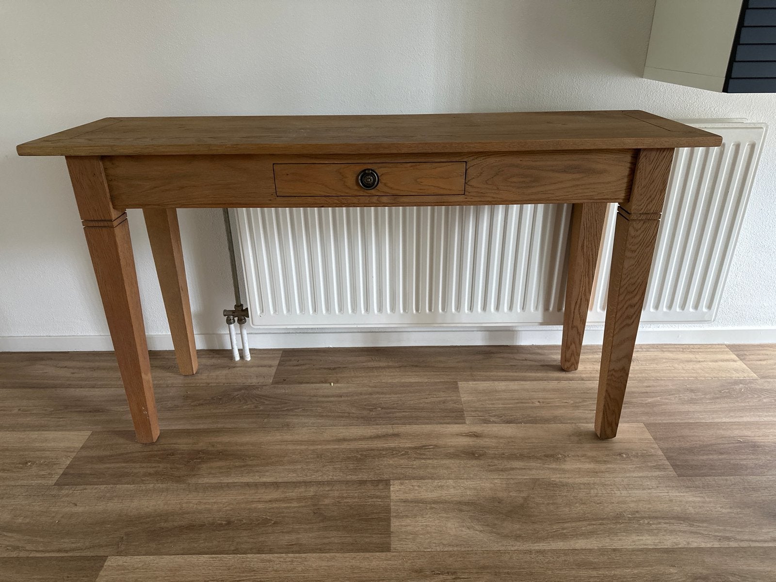 Massief eiken Bijzettafel / Console Tafel - 140x40x77 cm, Huis en Inrichting, Tafels | Bijzettafels, Ophalen, Gebruikt, 75 cm of meer