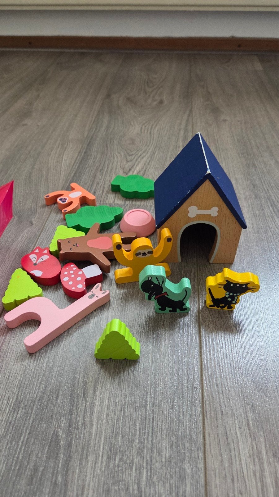 Houten dieren en huisje speelset, Ophalen