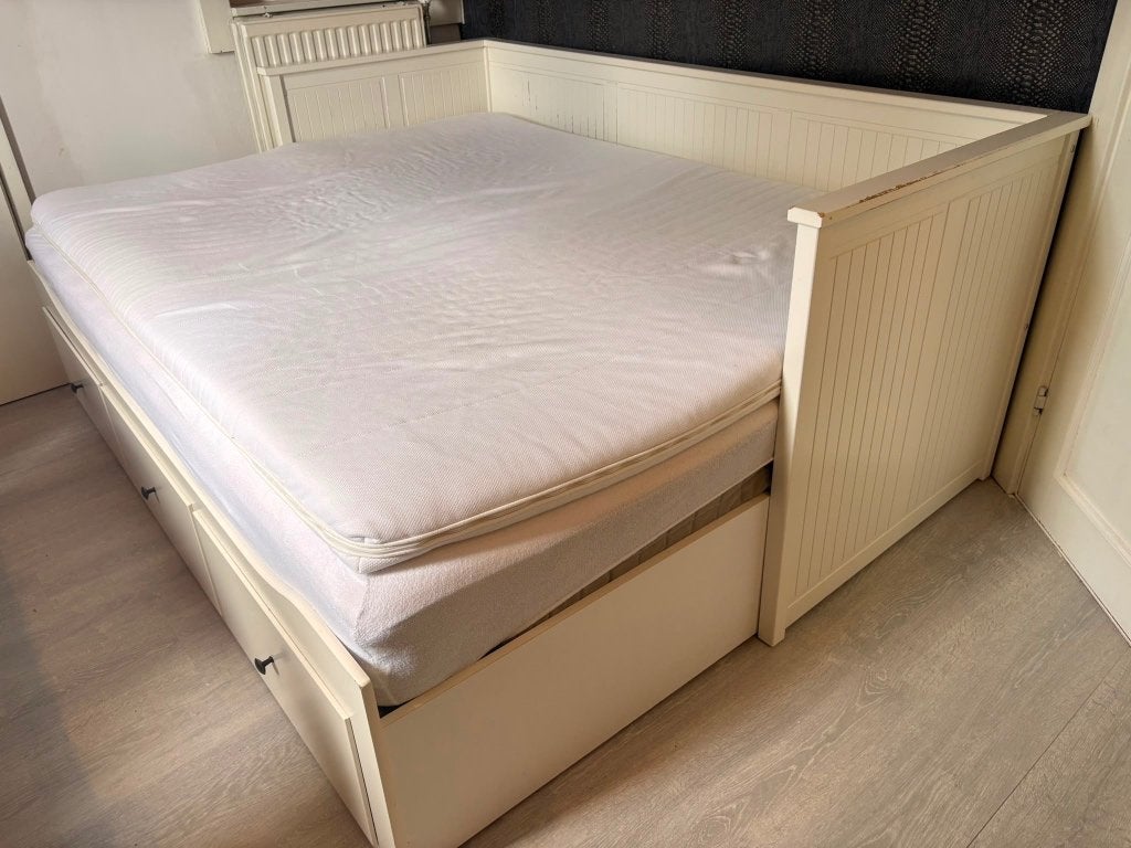 IKEA HEMNES - bed 3 lades, Ophalen, Wit, Tweepersoons, 200 cm