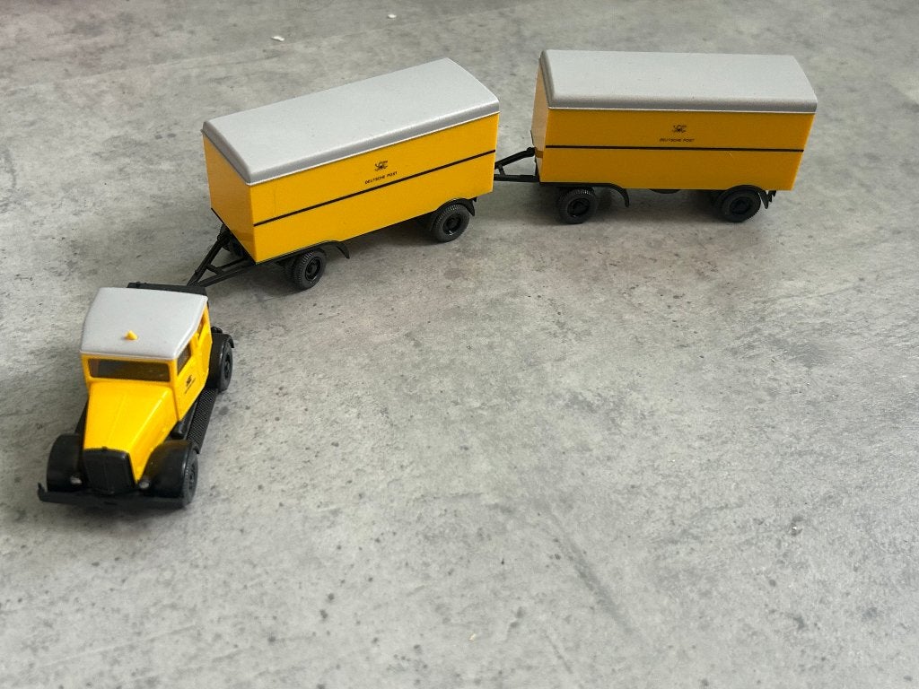 Wiking 1:87 Hanomag ST 100 + 2x aanhanger DBP, Ophalen of Verzenden, Zo goed als nieuw, Bus of Vrachtwagen, Wiking