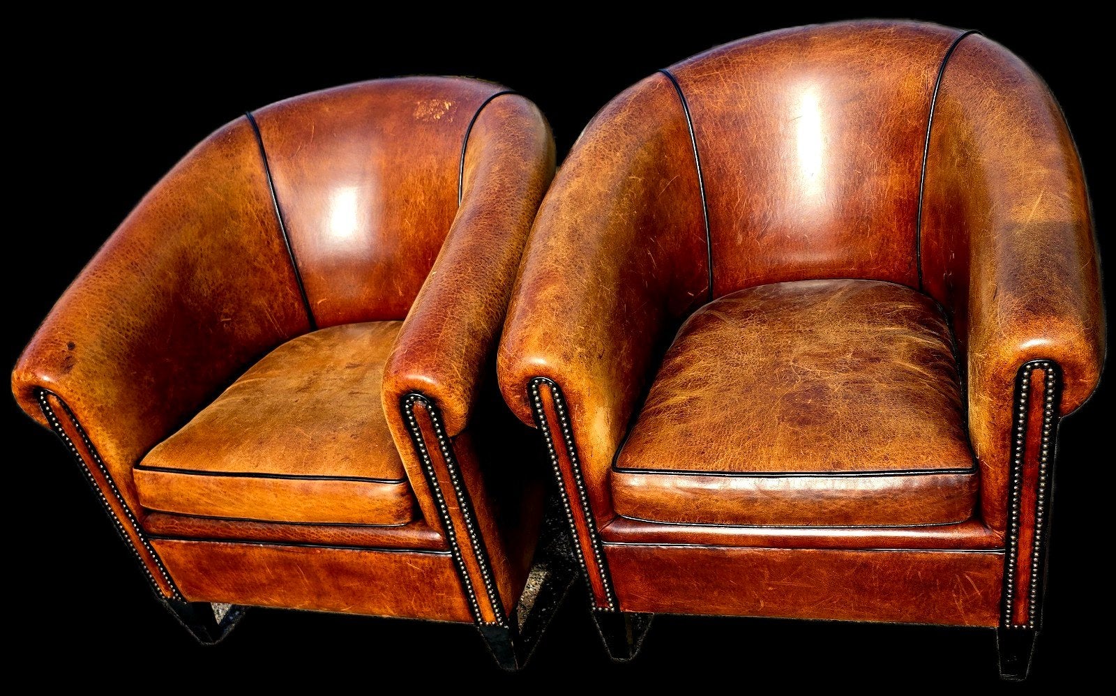 Set van 2 LA schapenleren clubfauteuils + BEZORGING GRATIS