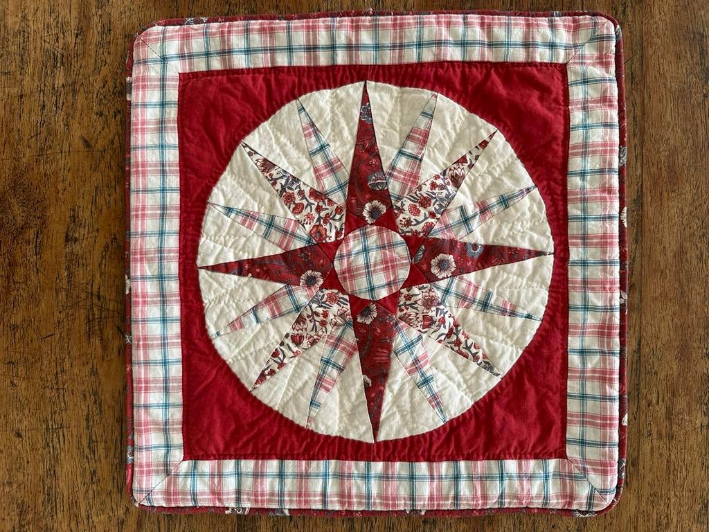 Kussenhoes quilt patchwork, Ophalen of Verzenden, Gebruikt, Rood, Vierkant
