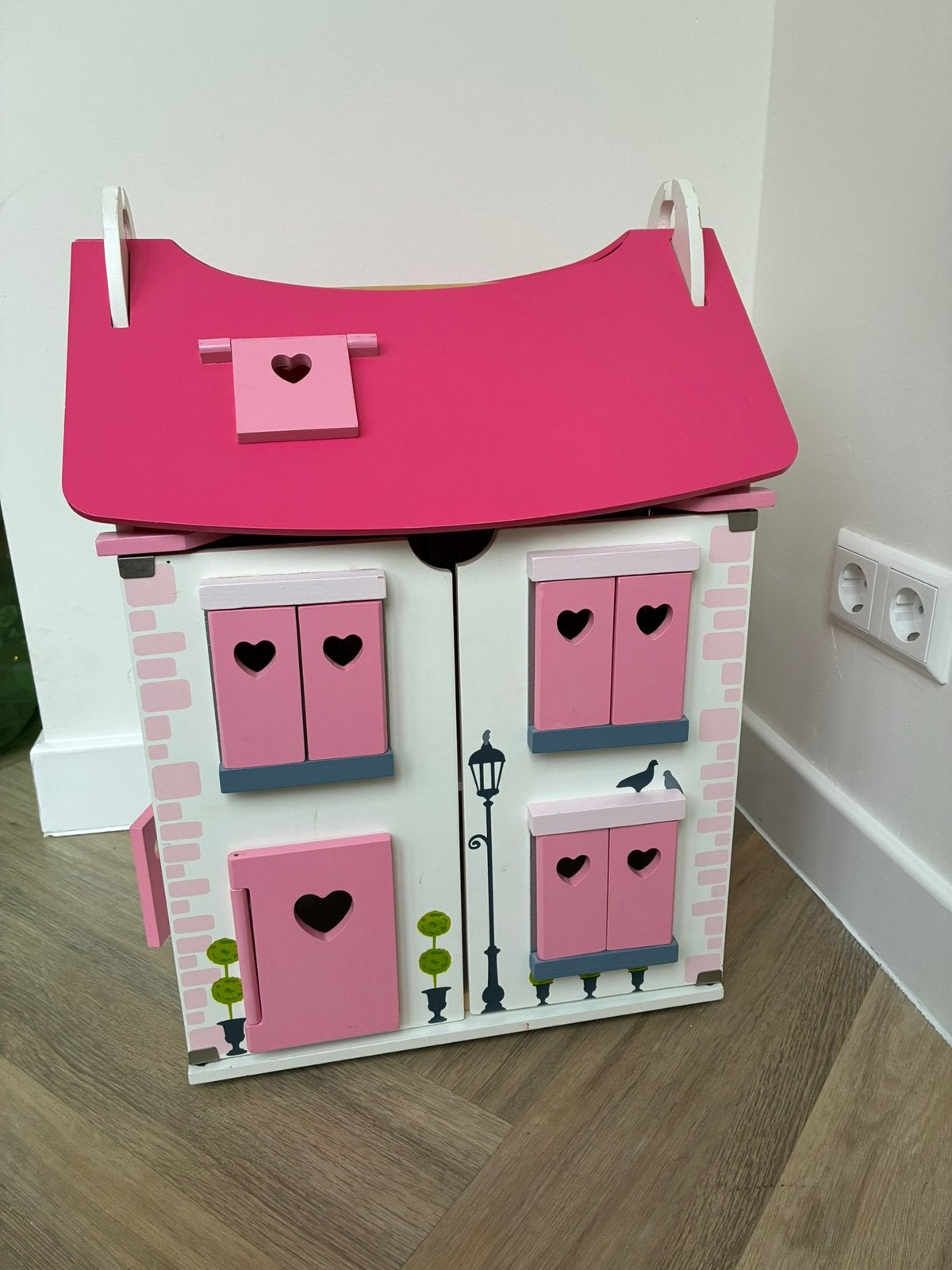 Heel mooi houten roze poppenhuis van het merk Janod, Ophalen of Verzenden