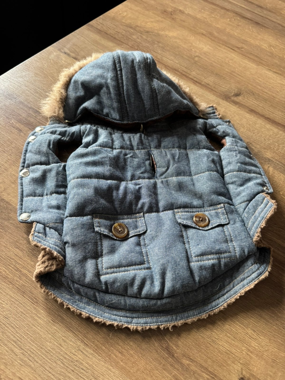 Warm hondenjasje denim – maat S/M – Chihuahua / kleine hond, Dieren en Toebehoren, Ophalen of Verzenden, Zo goed als nieuw, Hondenjas