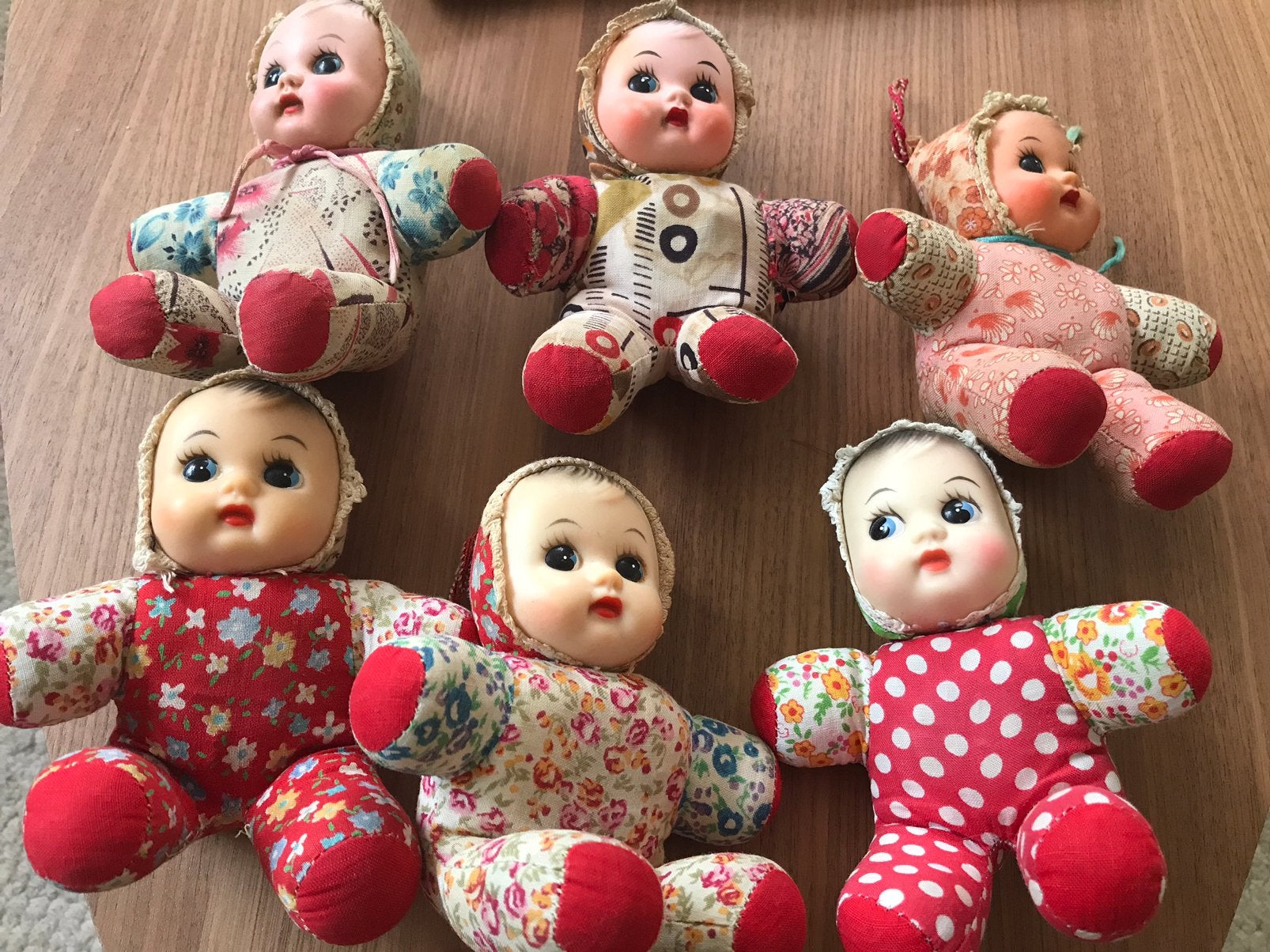 6 vintage franse bella pouet popjes, met piep, Verzamelen, Ophalen of Verzenden, Gebruikt, Pop